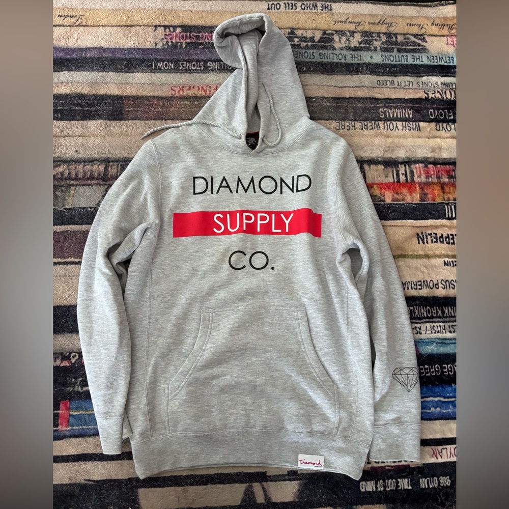 Diamond Supply Co. Gray and Red Hoodie